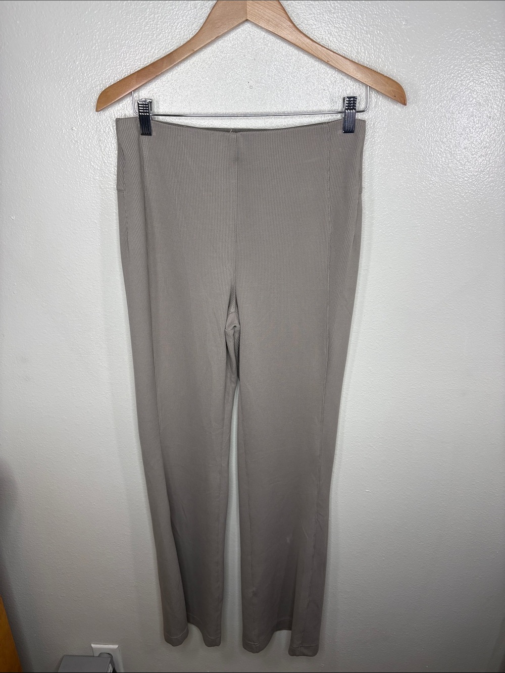 Jason Wu Taupe Grey Ribbed Straight Leg Pants Women Size M BLEMISH